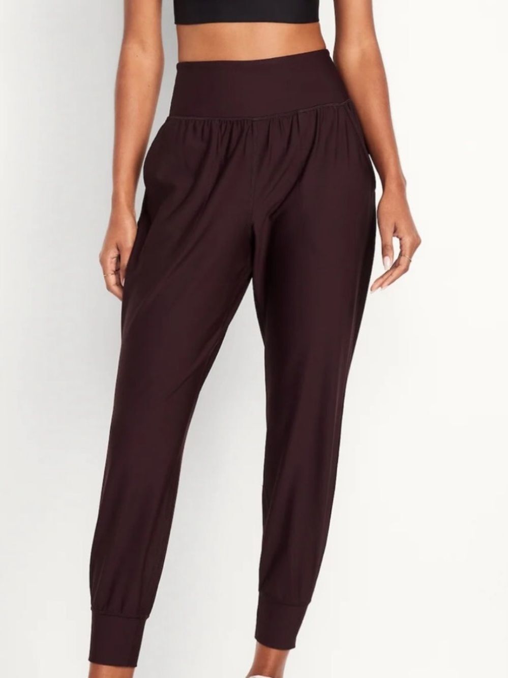 Old Navy High Waisted PowerSoft Pocket Women's Dark Plum Joggers Yoga Small
